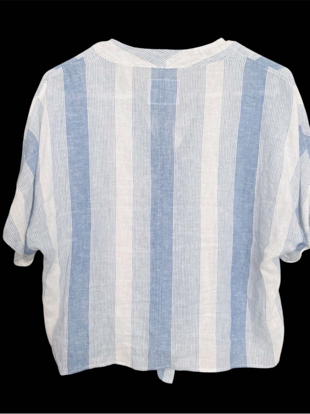 Rails Thea Tie Front Top SZ XS Blue/White Linen Blend Preppy Coastal Vacay - Picture 4 of 10